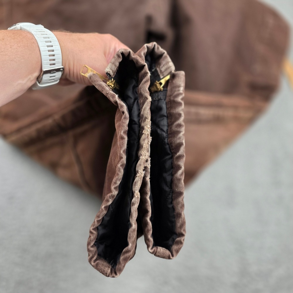 Carhartt Brown Insulated Duck Canvas Bib Overalls Quilted Zip Leg 46x30‎ R27 DKB - Picture 12 of 12